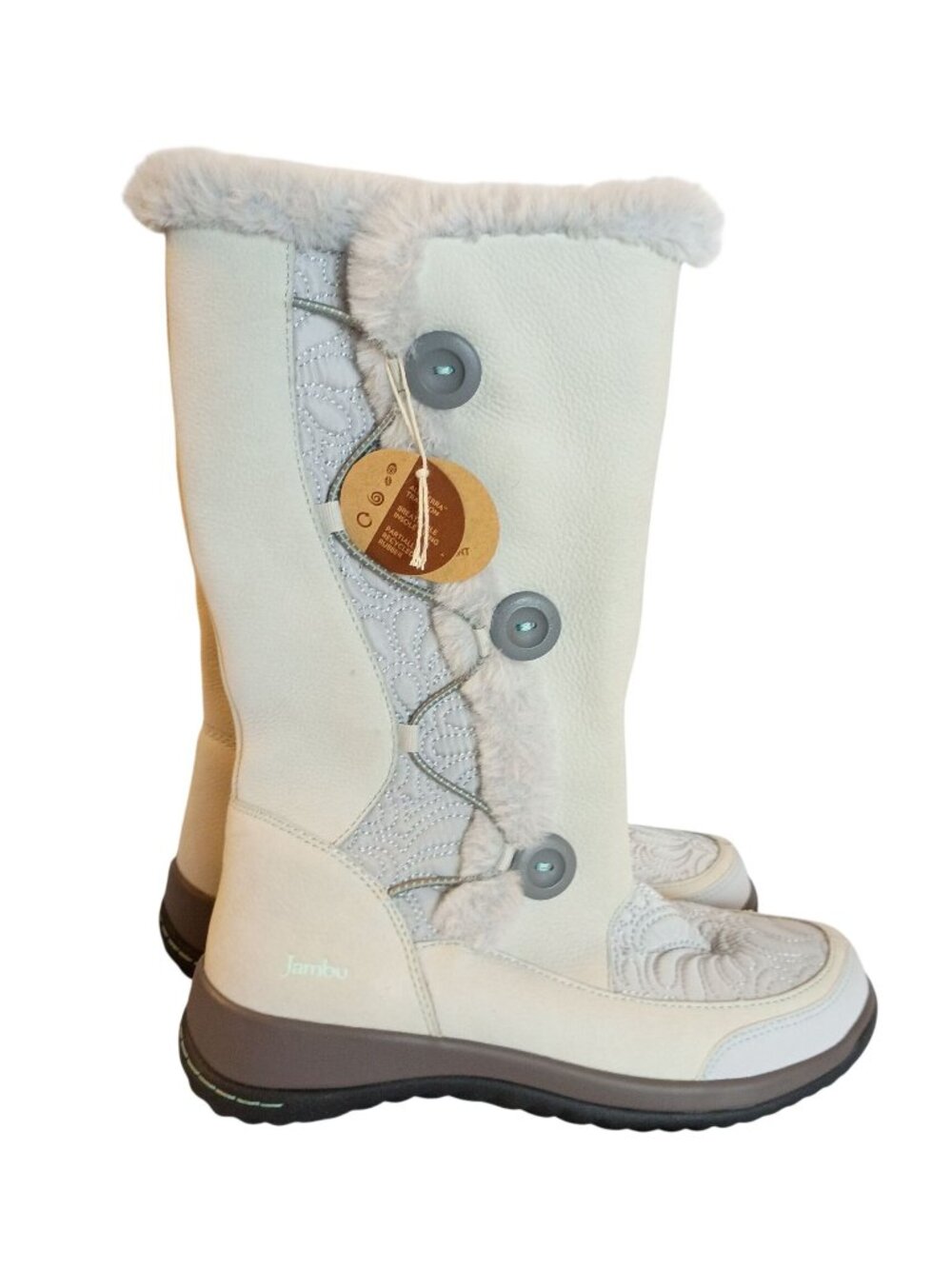 Jambu Baltic Womens 7.5 Cream Faux Fur Mid Calf Winter Snow Boots NWT